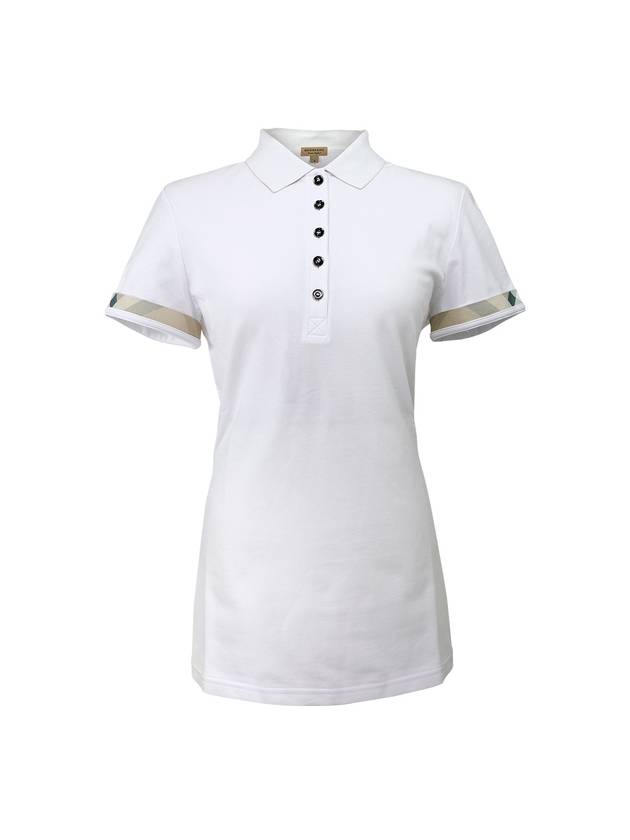 Luxury Burberry WoMen's Check Pattern Polo Shirt White
