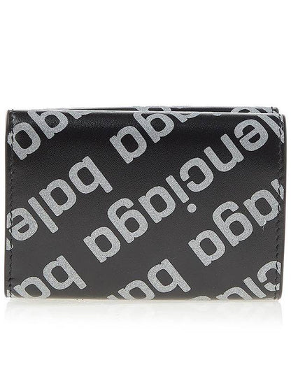 Luxury Balenciaga Trending 2025 All-Over Logo Tri-Fold Half Wallet Black