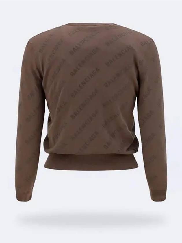 Luxury Balenciaga Trending 2025 All-Over Logo Print Cotton Crop Cardigan Beige