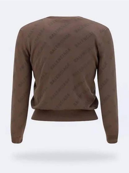Luxury Balenciaga Trending 2025 All-Over Logo Print Cotton Crop Cardigan Beige