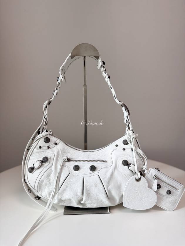 Luxury Balenciaga Trending 2025 Le Cagole Small Leather Shoulder Bag White