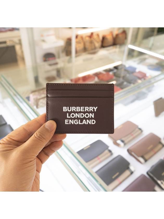 Luxury Burberry Logo Leather Card Wallet Burgundy
