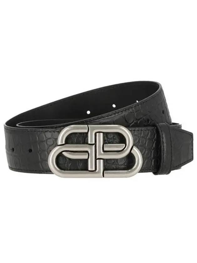 Luxury Balenciaga Trending 2025 BB Logo Buckle Belt Black
