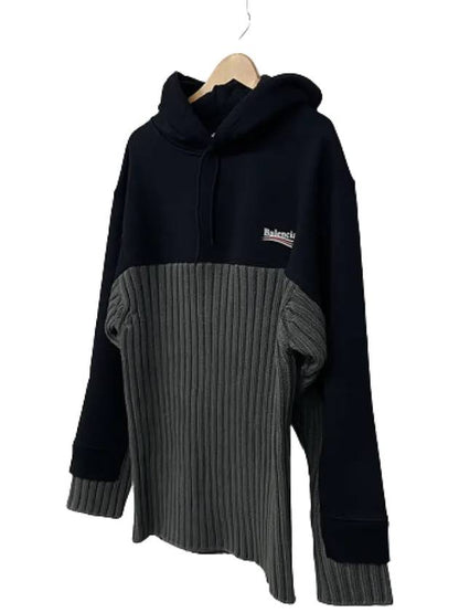 Luxury Balenciaga Trending 2025 Wave Logo Knit Hoodie Black