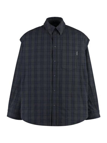 Luxury Balenciaga Trending 2025 Checked Pattern Long Sleeve Shirt Grey