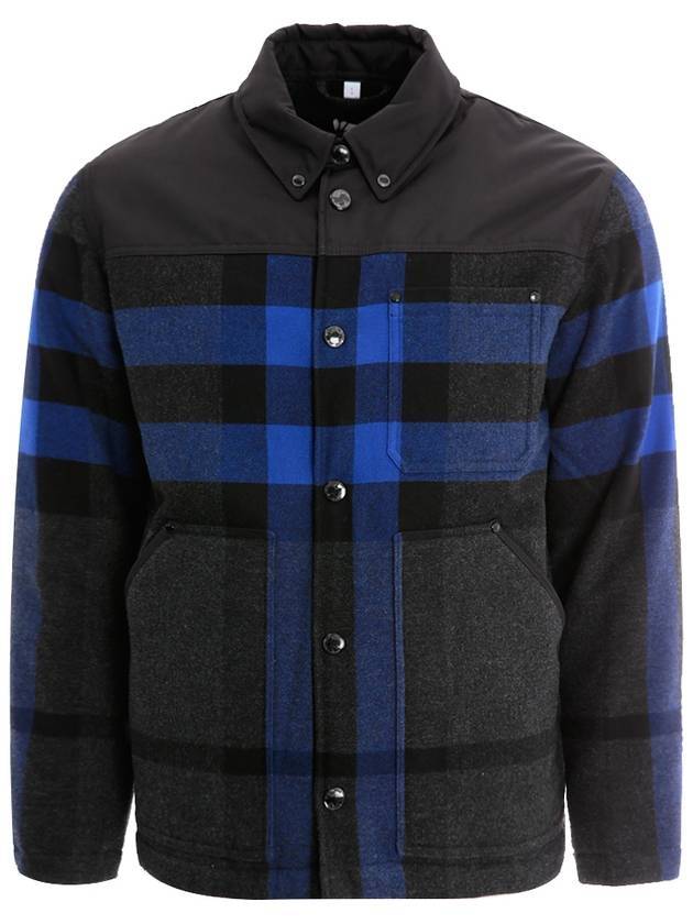 Luxury Burberry Men's Check Overfit Shirt Jacket Black Blue