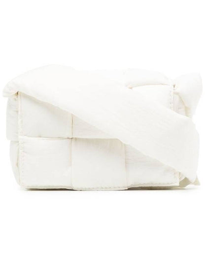 Luxury Bottega Veneta Padded Tech Mini Cassette Cross Bag White