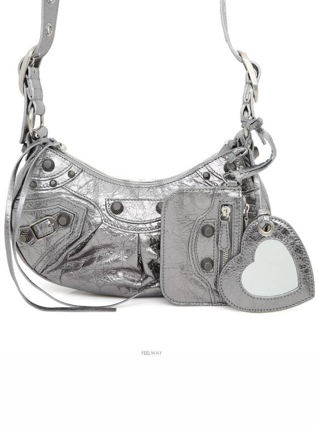Luxury Balenciaga Trending 2025 Women s Le Cagol Xs Shoulder Bag Metallic Silver Cross 671309