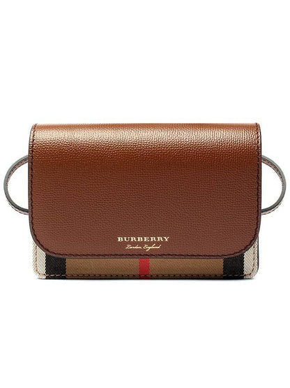 Luxury Burberry Hampshire House Check Crossbody Bag Tan Brown