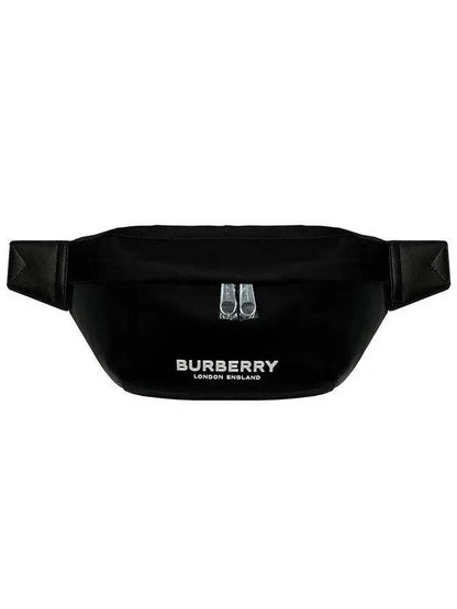 Luxury Burberry Logo Print Nylon Sonny Bum Belt Bag Black
