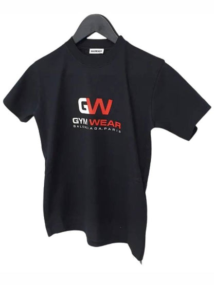 Luxury Balenciaga Trending 2025 Gymwear Logo Cotton Short Sleeve T-Shirt Black