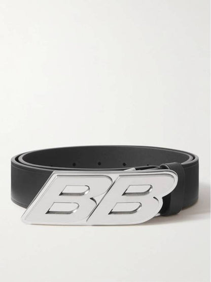 Luxury Balenciaga Trending 2025 Moto Logo Leather Belt Black