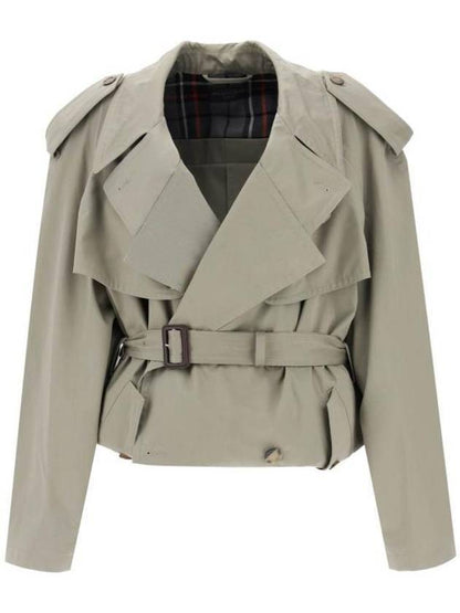 Luxury Balenciaga Trending 2025 Fold Cotton Twill Short Trench Coat Beige