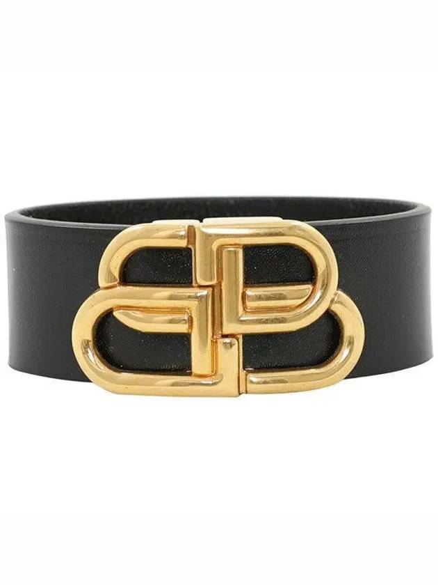 Luxury Balenciaga Trending 2025 Double B Logo Buckle Leather Belt Black