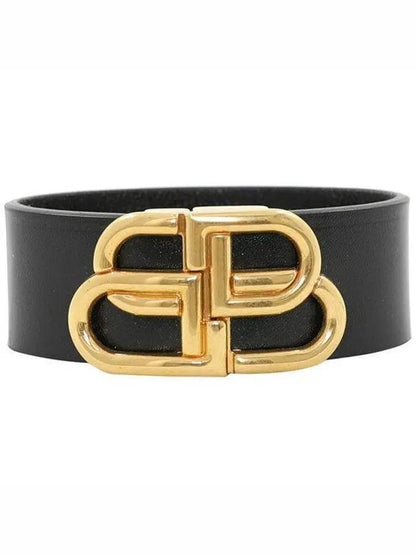 Luxury Balenciaga Trending 2025 Double B Logo Buckle Leather Belt Black