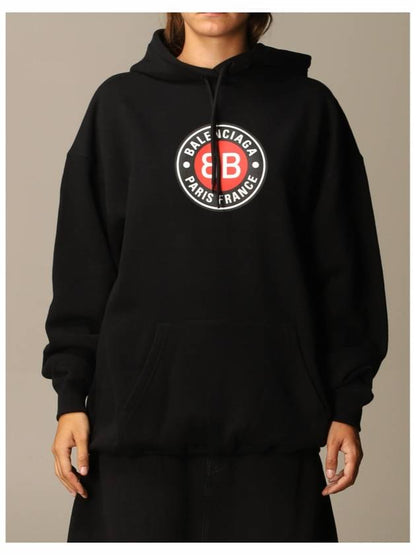 Luxury Balenciaga Trending 2025 BB Logo Round Print Hoodie Black