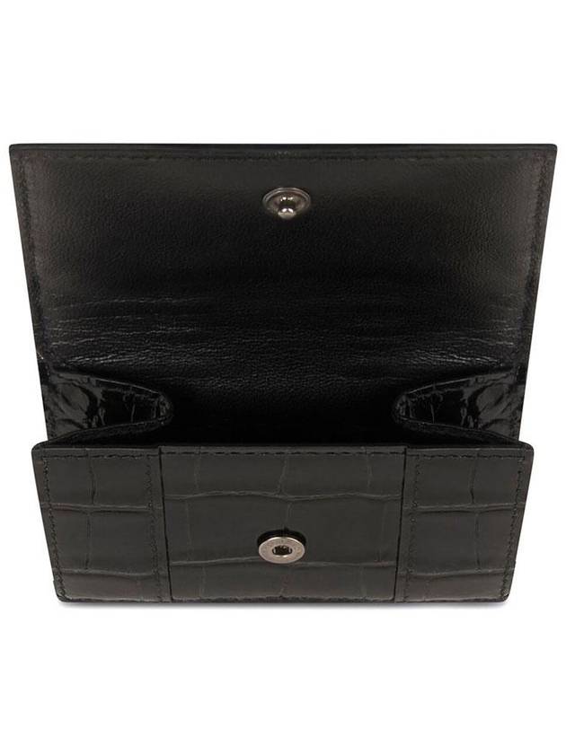 Luxury Balenciaga Trending 2025 Hourglass B Logo Half Wallet Black