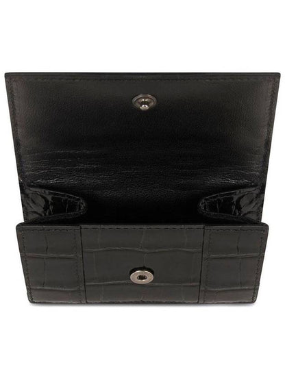Luxury Balenciaga Trending 2025 Hourglass B Logo Half Wallet Black