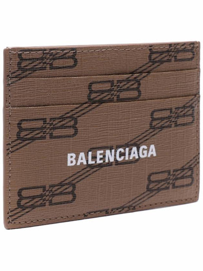 Luxury Balenciaga Trending 2025 BB Monogram Card Wallet Brown