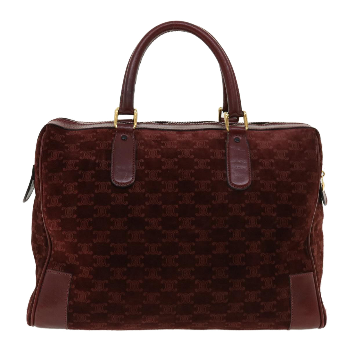 Luxury CELINE Macadam Canvas Boston Bag PVC Leather Red  ac1583