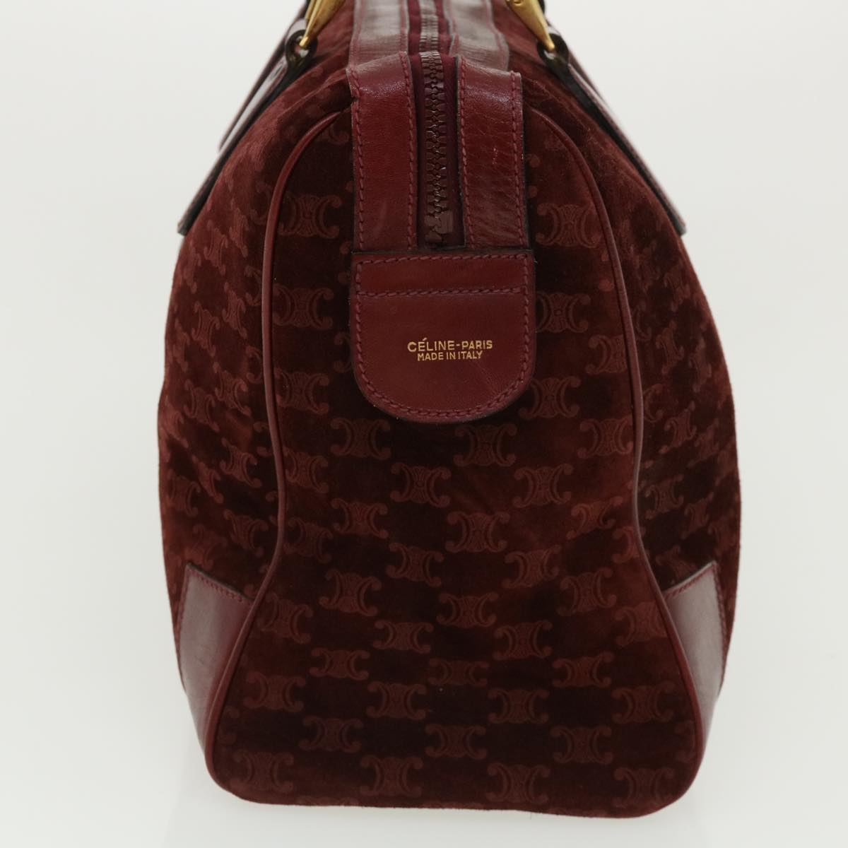 Luxury CELINE Macadam Canvas Boston Bag PVC Leather Red  ac1583