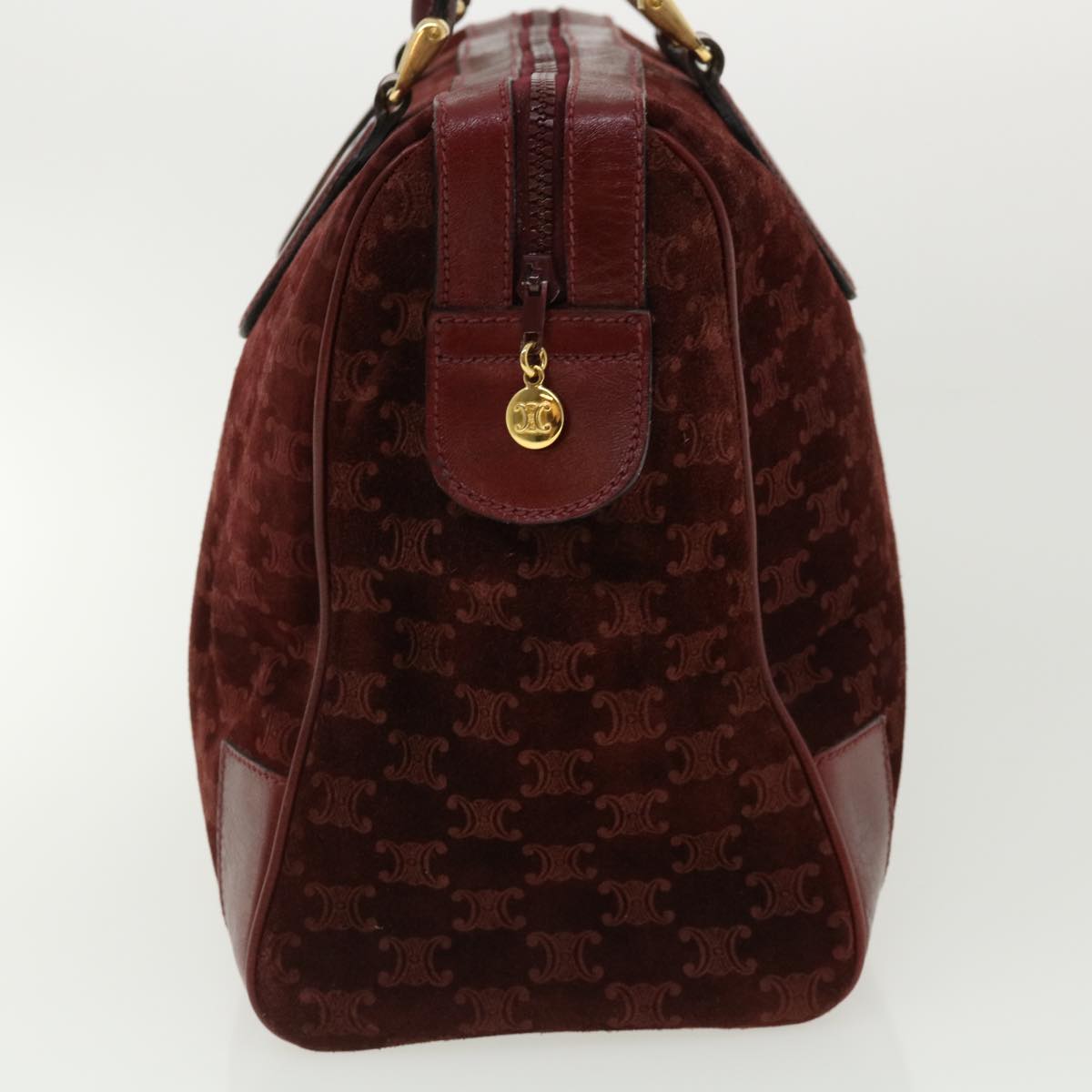 Luxury CELINE Macadam Canvas Boston Bag PVC Leather Red  ac1583