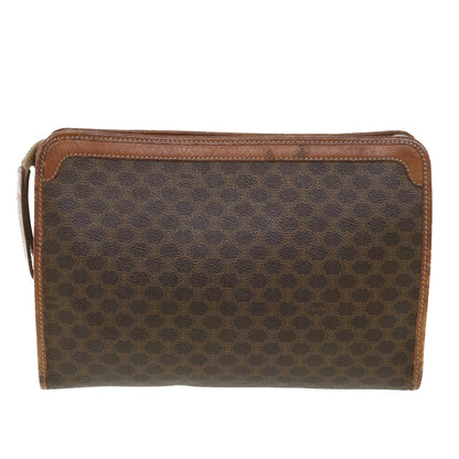 Luxury CELINE Macadam Canvas Clutch Bag PVC Leather Brown  ac1846
