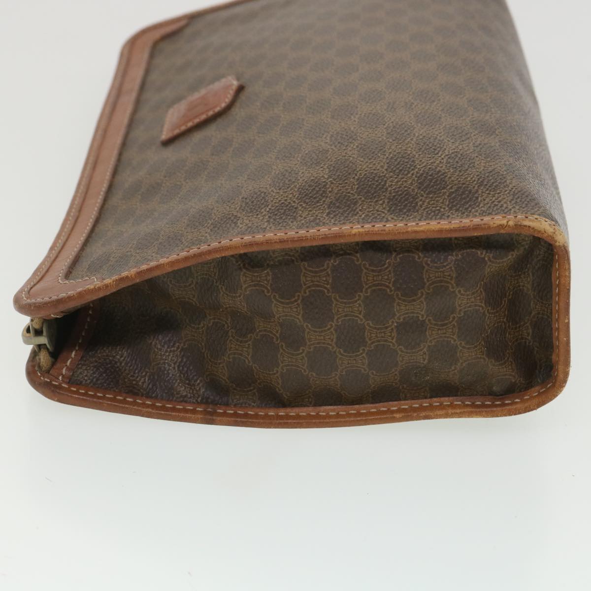 Luxury CELINE Macadam Canvas Clutch Bag PVC Leather Brown  ac1846