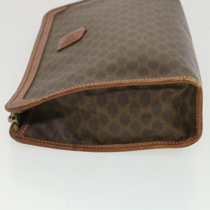 Luxury CELINE Macadam Canvas Clutch Bag PVC Leather Brown  ac1846