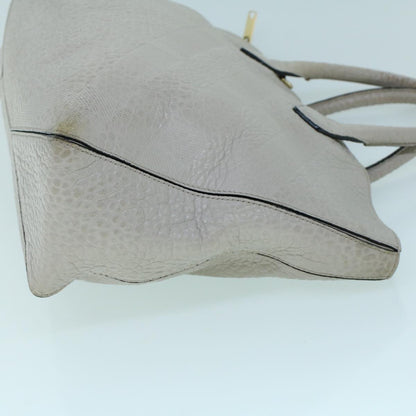 Luxury Burberry Tote Bag Leather Gray White Auth ac2169