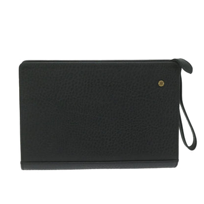 Luxury BurberrySs Clutch Bag Leather Black Auth ac2560