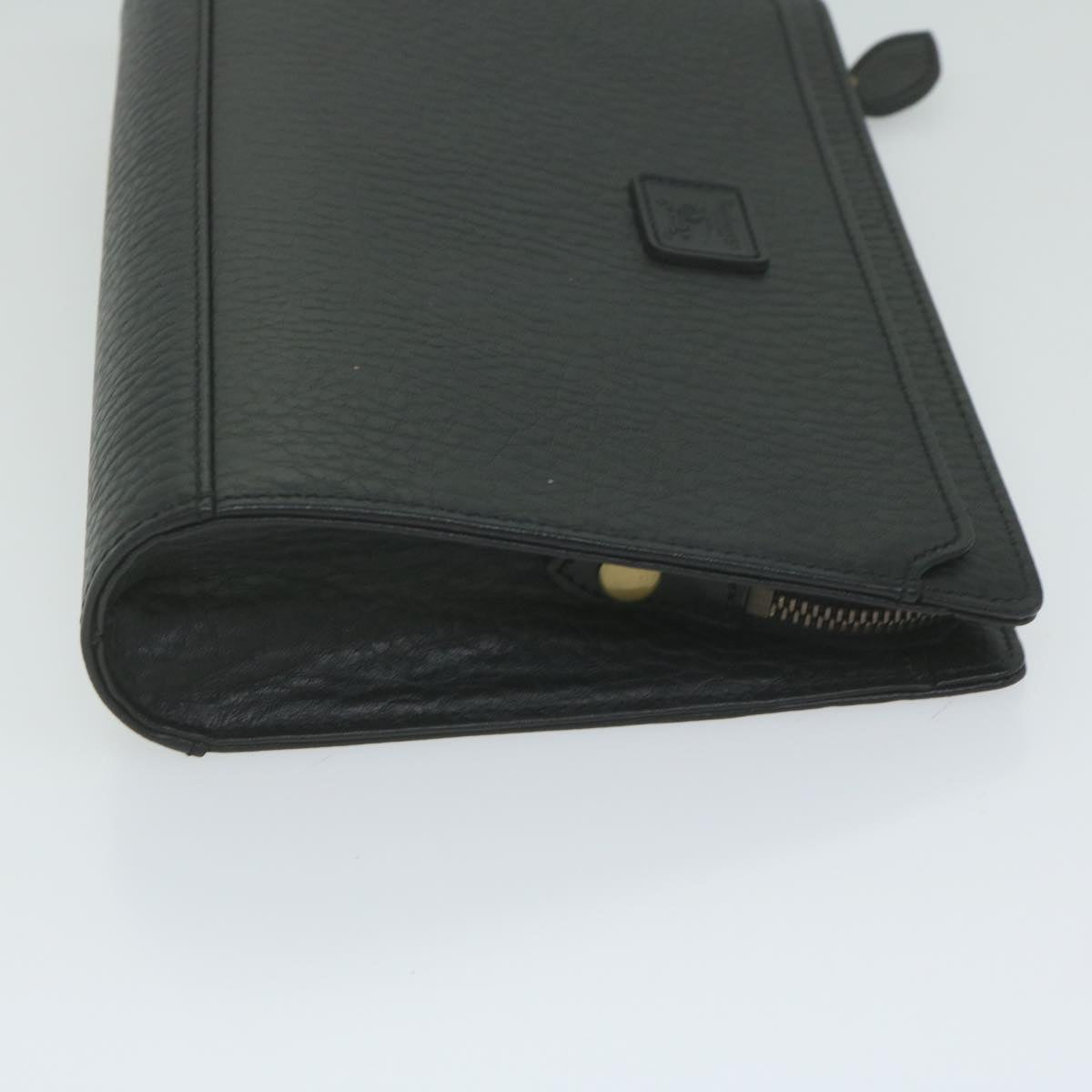 Luxury BurberrySs Clutch Bag Leather Black Auth ac2560