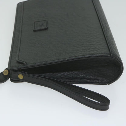 Luxury BurberrySs Clutch Bag Leather Black Auth ac2560