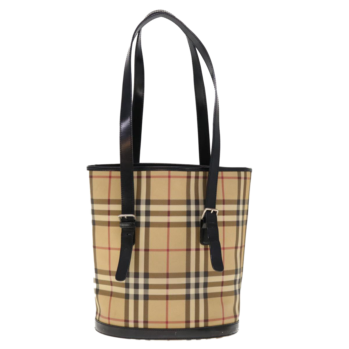 Luxury Burberry Nova Check Shoulder Bag Coated Canvas Beige Auth ac2665