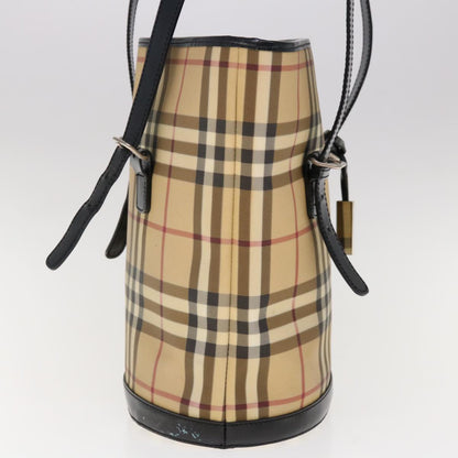 Luxury Burberry Nova Check Shoulder Bag Coated Canvas Beige Auth ac2665