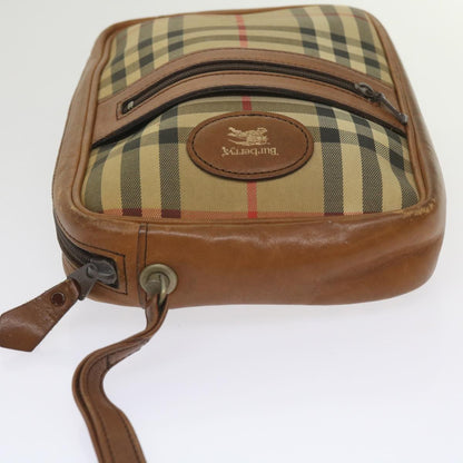 Luxury BurberrySs Nova Check Clutch Bag Canvas Beige Brown Auth ac2697