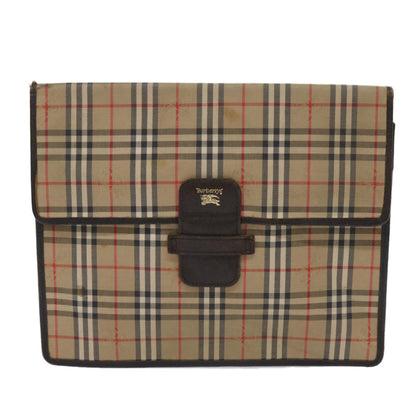 Luxury BurberrySs Nova Check Clutch Bag Canvas 2Set Beige Brown Auth ac2698