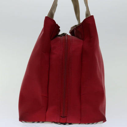 Luxury Burberry Nova Check Hand Bag Nylon Red Auth ac2835