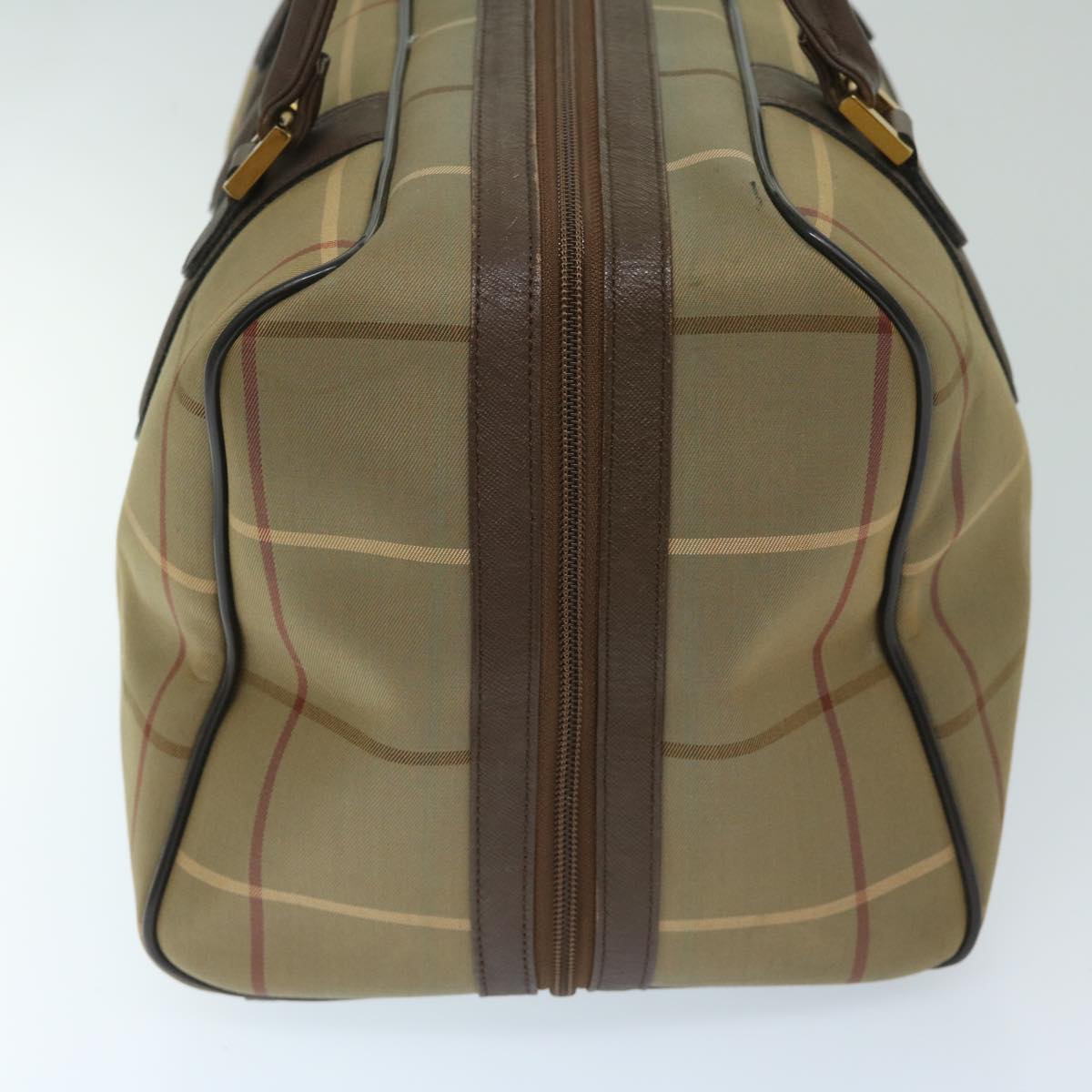 Luxury BurberrySs Nova Check Boston Bag Canvas Beige Auth ac2836