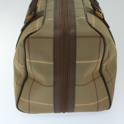 Luxury BurberrySs Nova Check Boston Bag Canvas Beige Auth ac2836