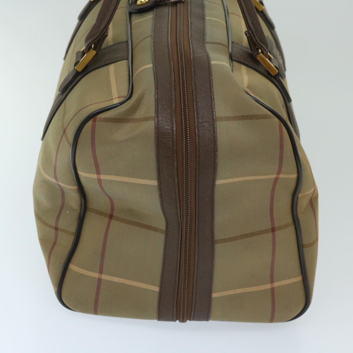 Luxury BurberrySs Nova Check Boston Bag Canvas Beige Auth ac2836