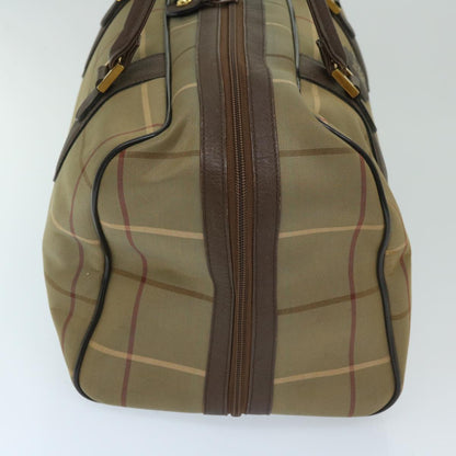 Luxury BurberrySs Nova Check Boston Bag Canvas Beige Auth ac2836