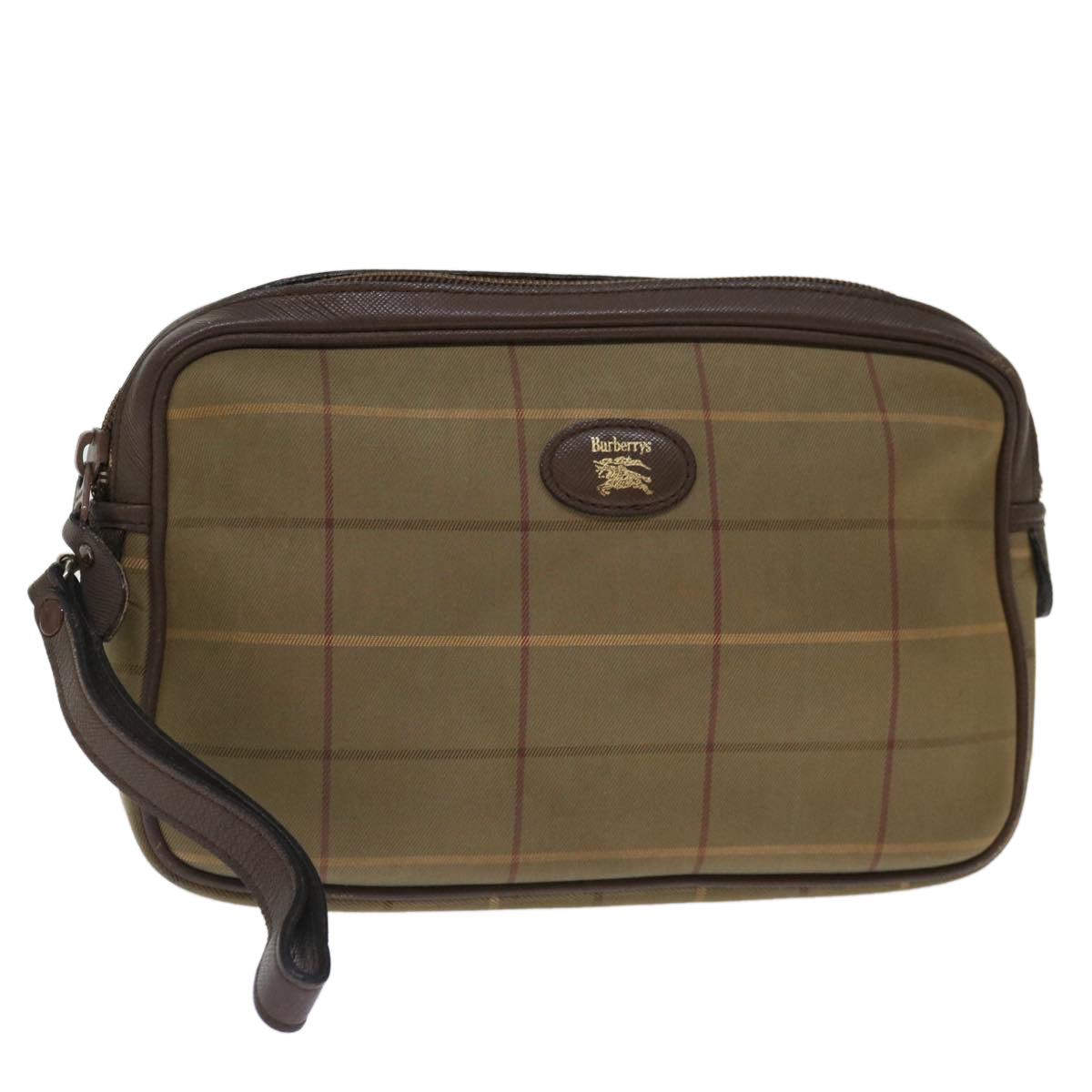 Luxury BurberrySs Nova Check Clutch Bag Canvas Beige Auth ac2857