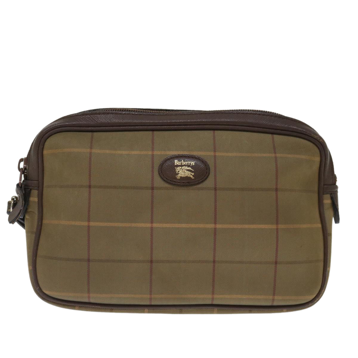 Luxury BurberrySs Nova Check Clutch Bag Canvas Beige Auth ac2857