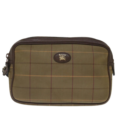 Luxury BurberrySs Nova Check Clutch Bag Canvas Beige Auth ac2857
