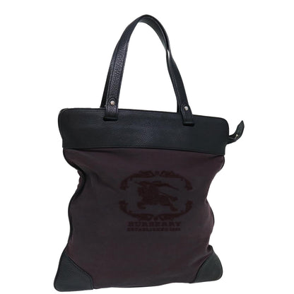 Luxury Burberry Tote Bag Canvas Bordeaux Black Auth ac2860