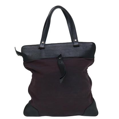 Luxury Burberry Tote Bag Canvas Bordeaux Black Auth ac2860