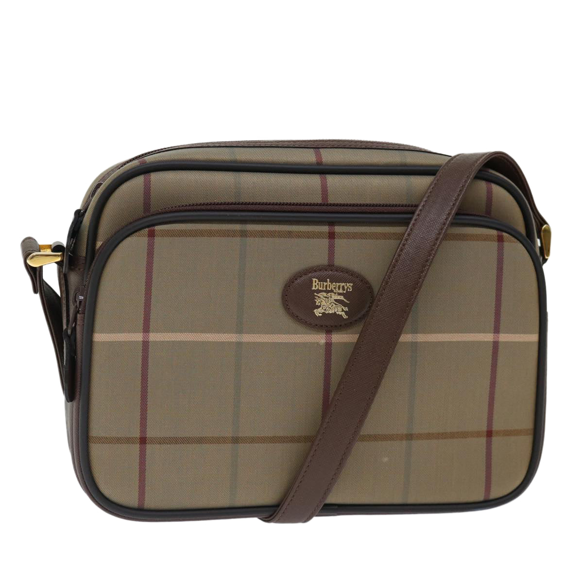 Luxury BurberrySs Nova Check Shoulder Bag Canvas Beige Auth ac2880