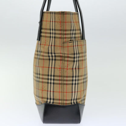 Luxury Burberry Nova Check Shoulder Bag Canvas Beige Black Auth ac2917