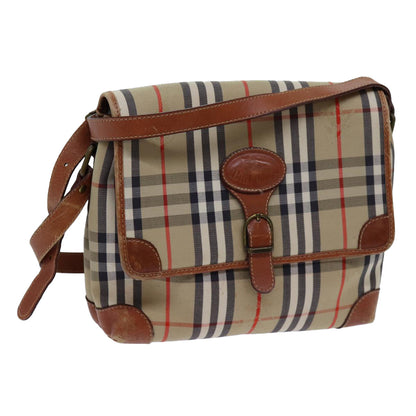 Luxury BurberrySs Nova Check Shoulder Bag Canvas Beige Auth ac2921